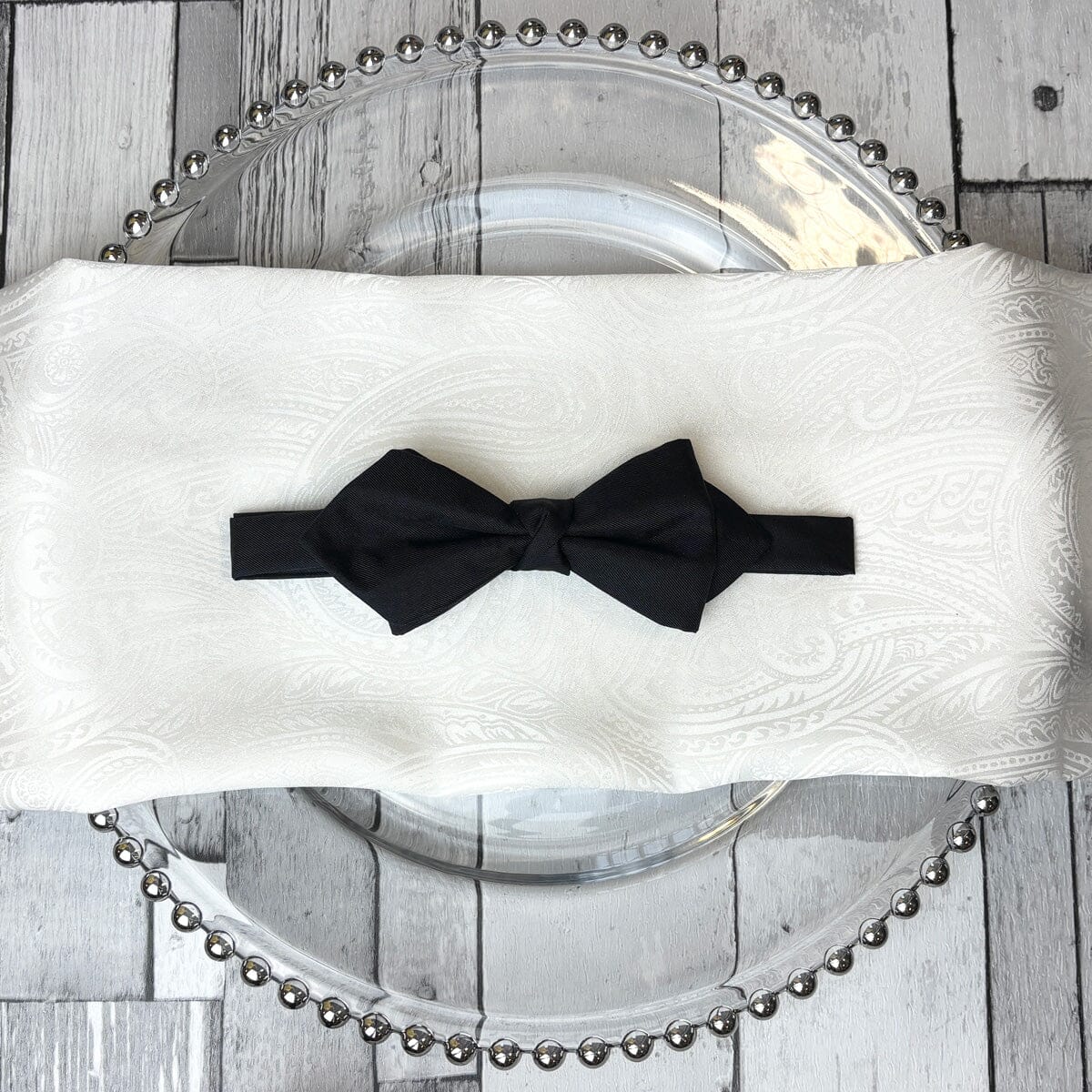 Black Silk Twill Diamond Point Bow Tie - Bow Ties - 