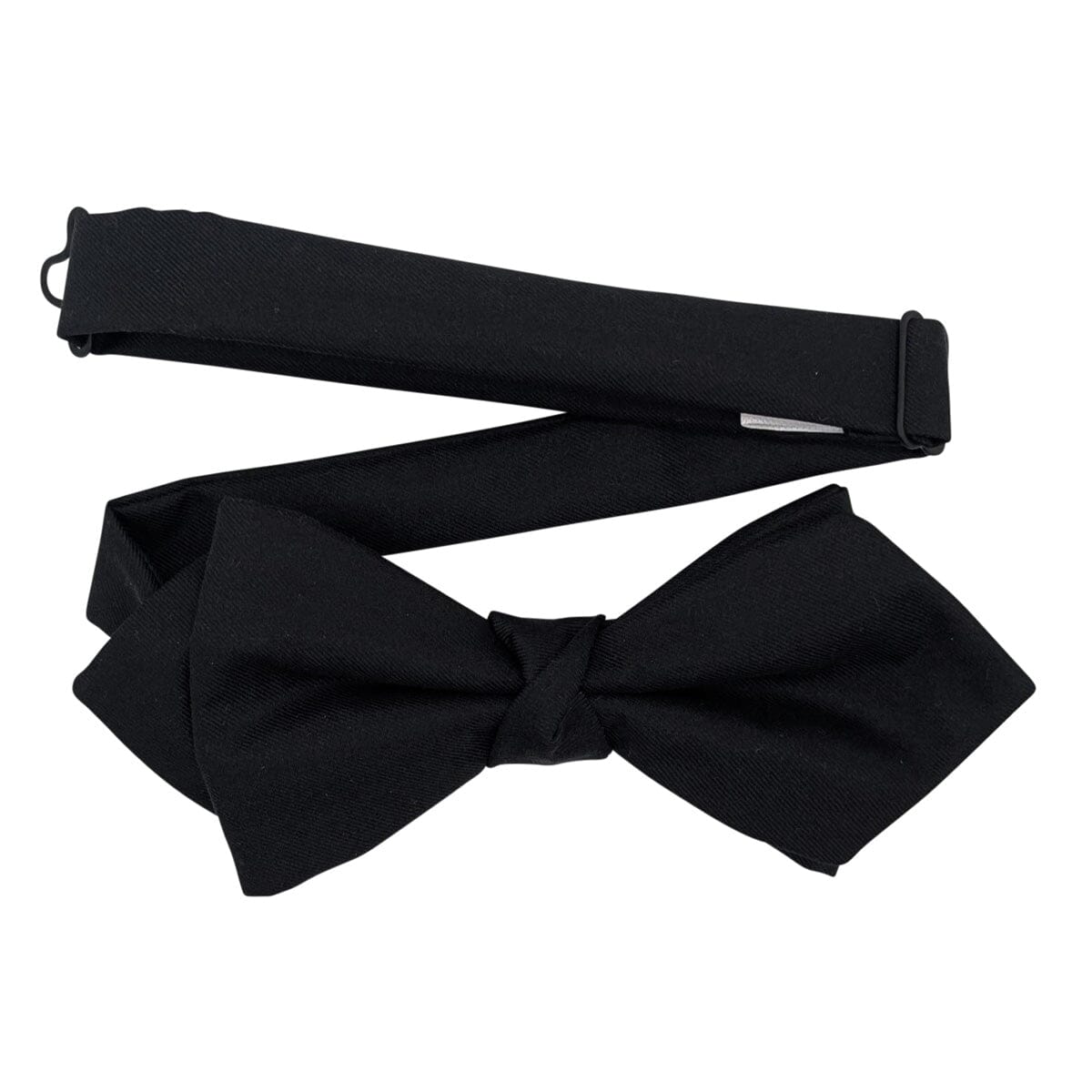 Black Silk Twill Diamond Point Bow Tie - Bow Ties - Ready-Tied 