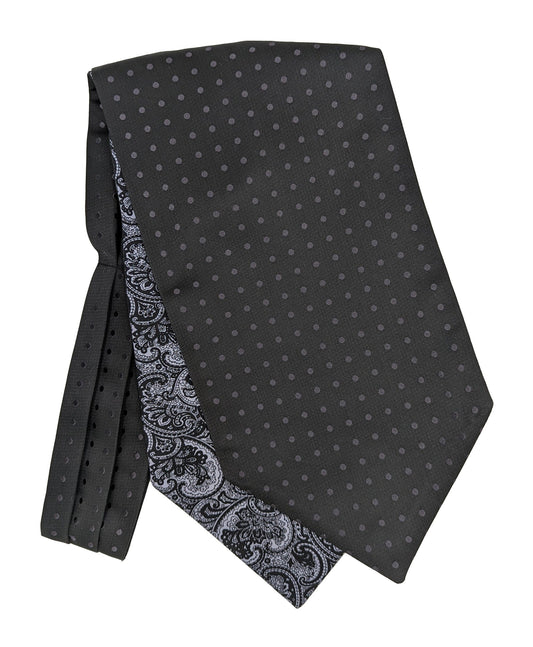 Black Spot Silk Cravat - Cravats - - THREADPEPPER
