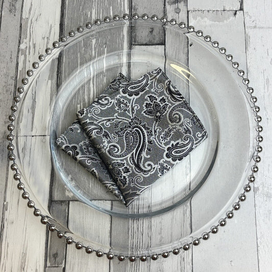 Black & White Baroque Paisley Pocket Square - Pocket Square - 