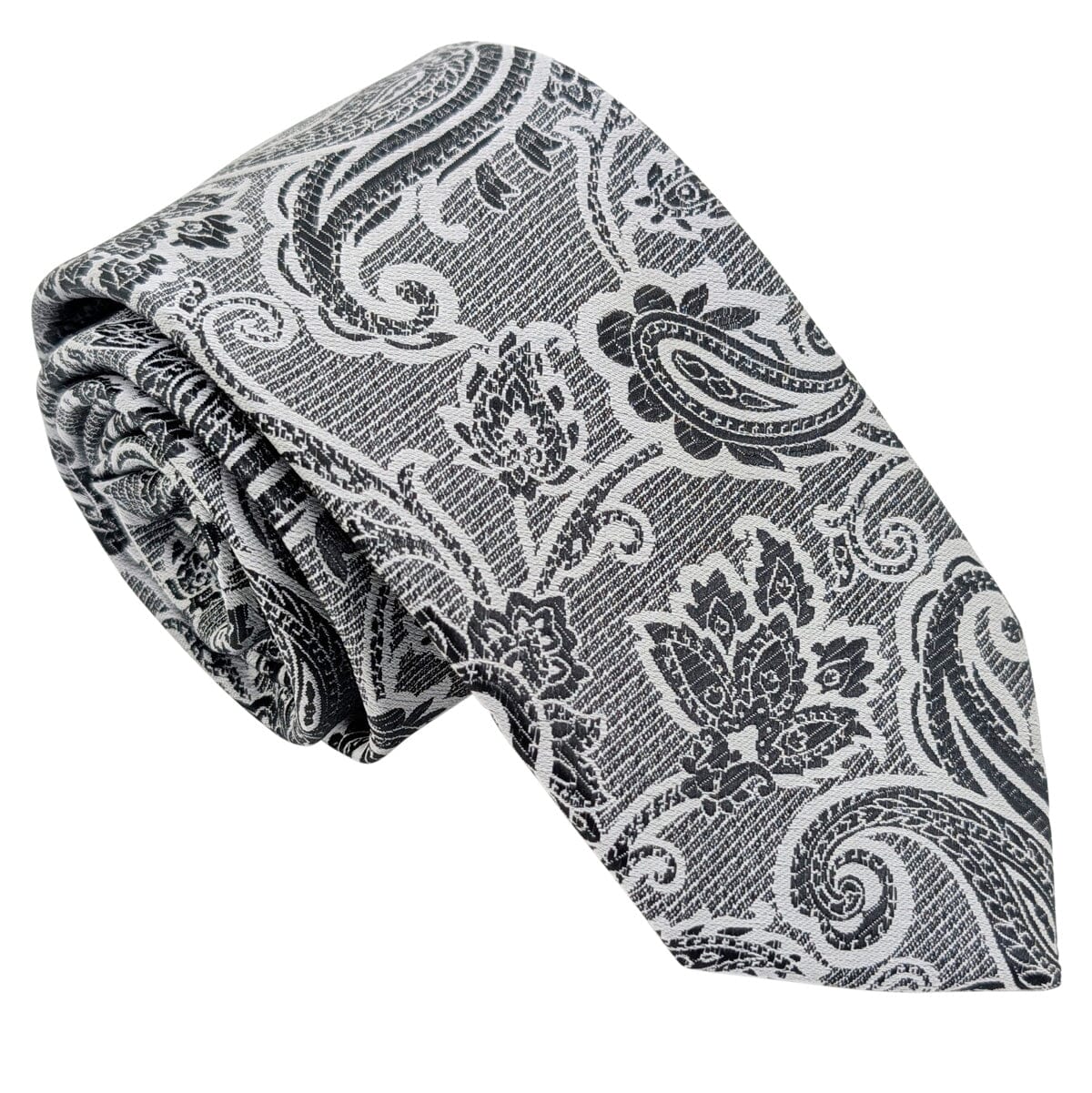 Black & White Baroque Paisley Tie - Ties - 