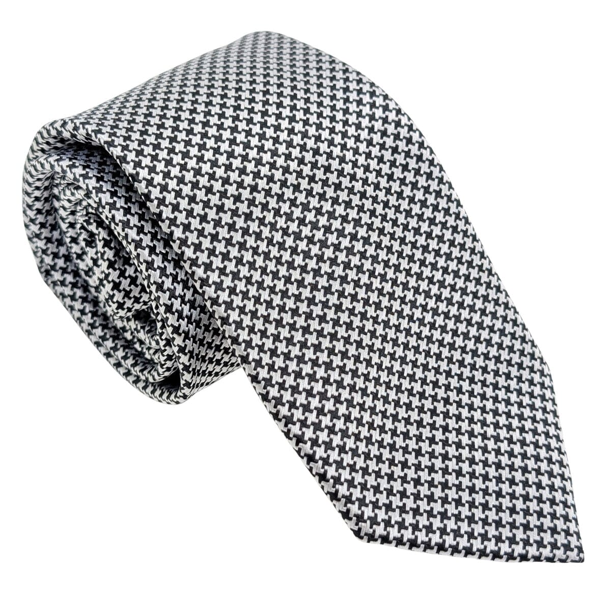 Black & White Dogtooth Tie - Ties - 