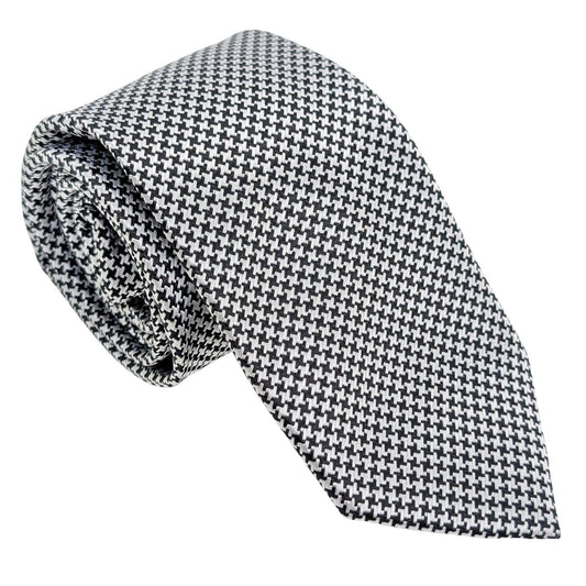 Black & White Dogtooth Tie - Ties - 