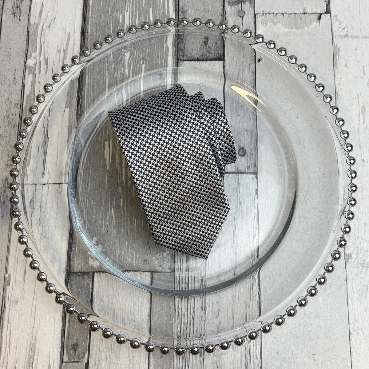 Black & White Dogtooth Tie - Ties - 