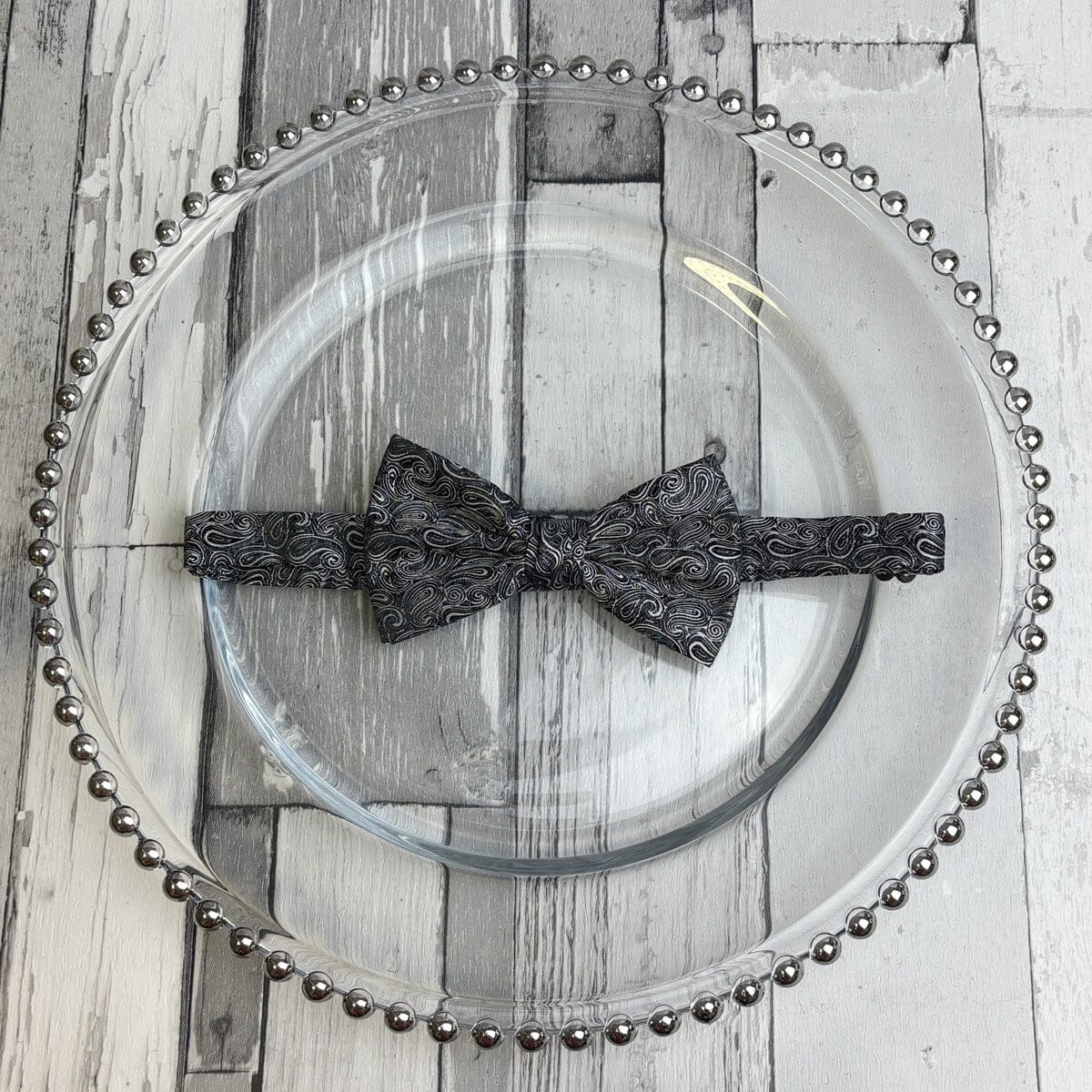 Black & White Paisley Bow Tie - Bow Ties - 