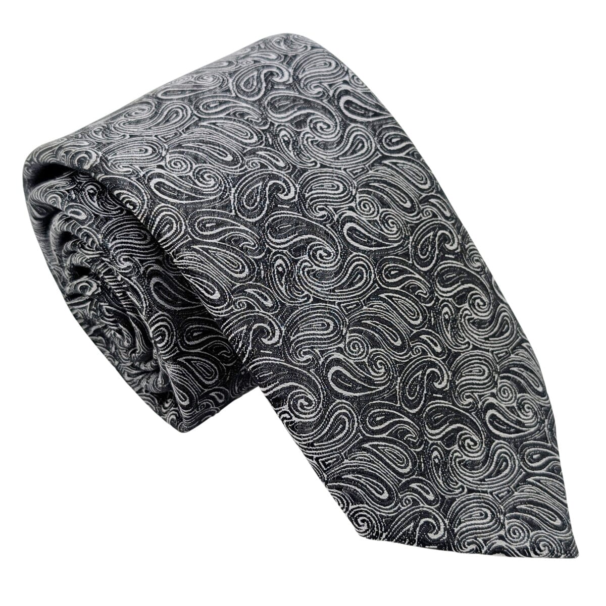 Black & White Paisley Tie - Ties - 
