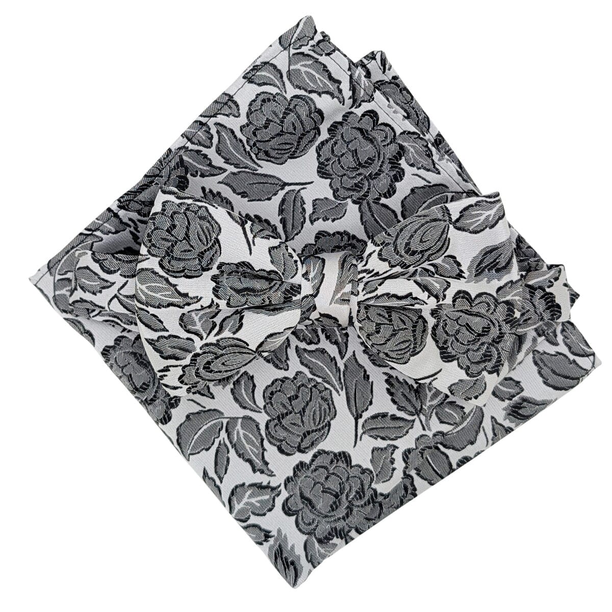 Black & White Roses Bow Tie - Bow Ties - 