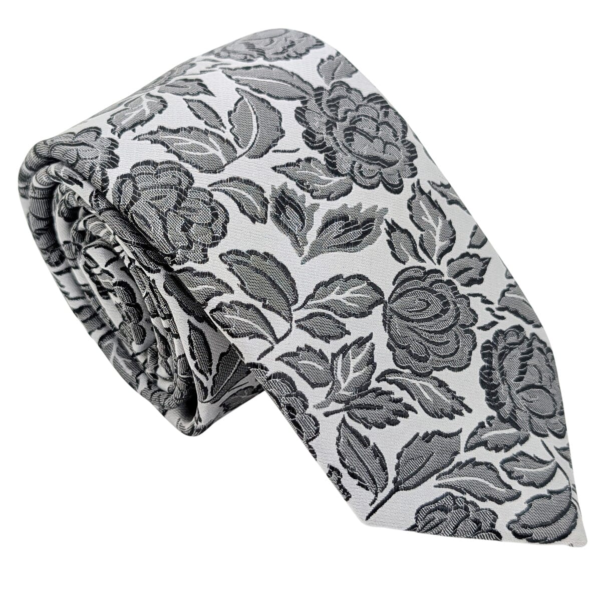Black & White Roses Tie - Ties - 