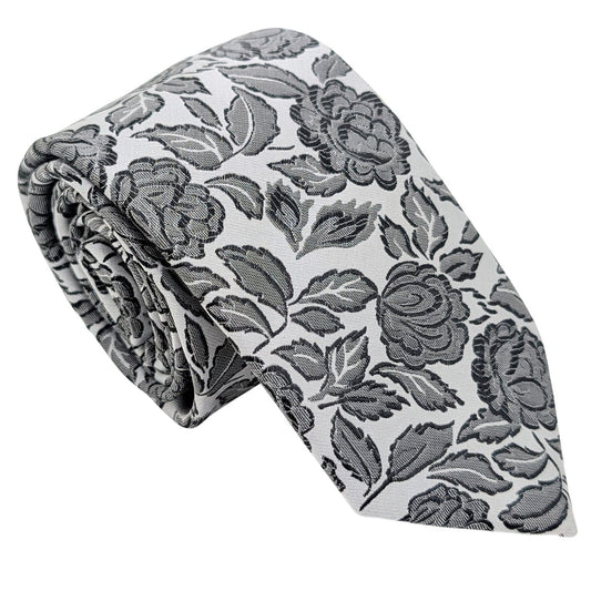 Black & White Roses Tie - Ties - 