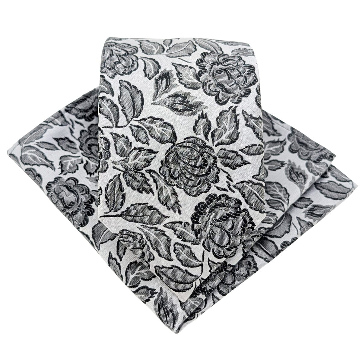Black & White Roses Tie - Ties - 