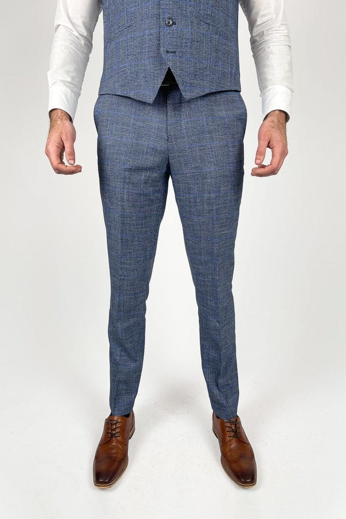 Blue Check Trousers - STOCK CLEARANCE - Trousers Sale - 