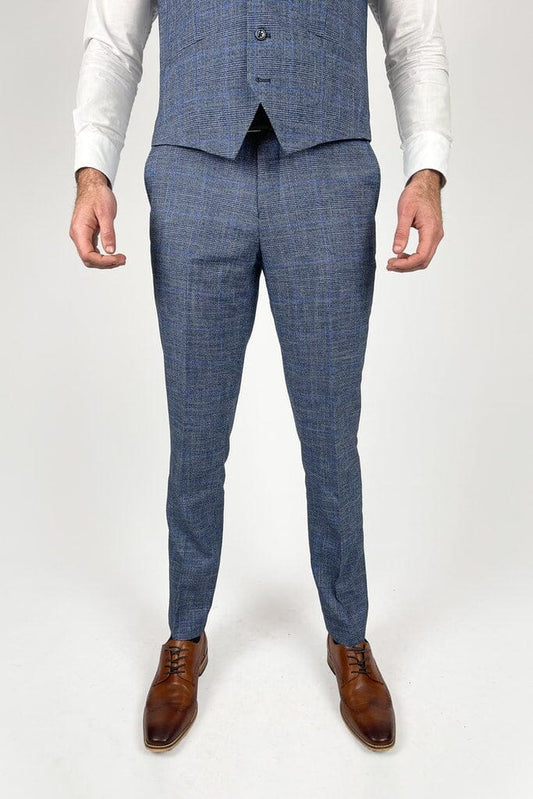 Blue Check Trousers - STOCK CLEARANCE - Trousers Sale - 