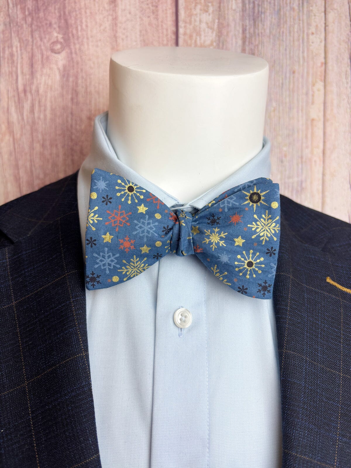 Blue Christmas Stars & Snowflakes Bow Tie - Bow Ties - 