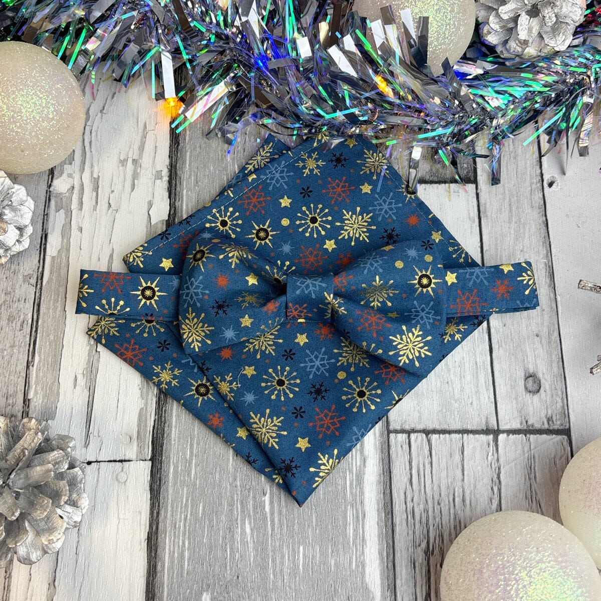 Blue Christmas Stars & Snowflakes Bow Tie - Bow Ties - 