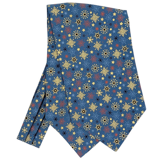 Blue Christmas Stars & Snowflakes Cravat - Cravats - 