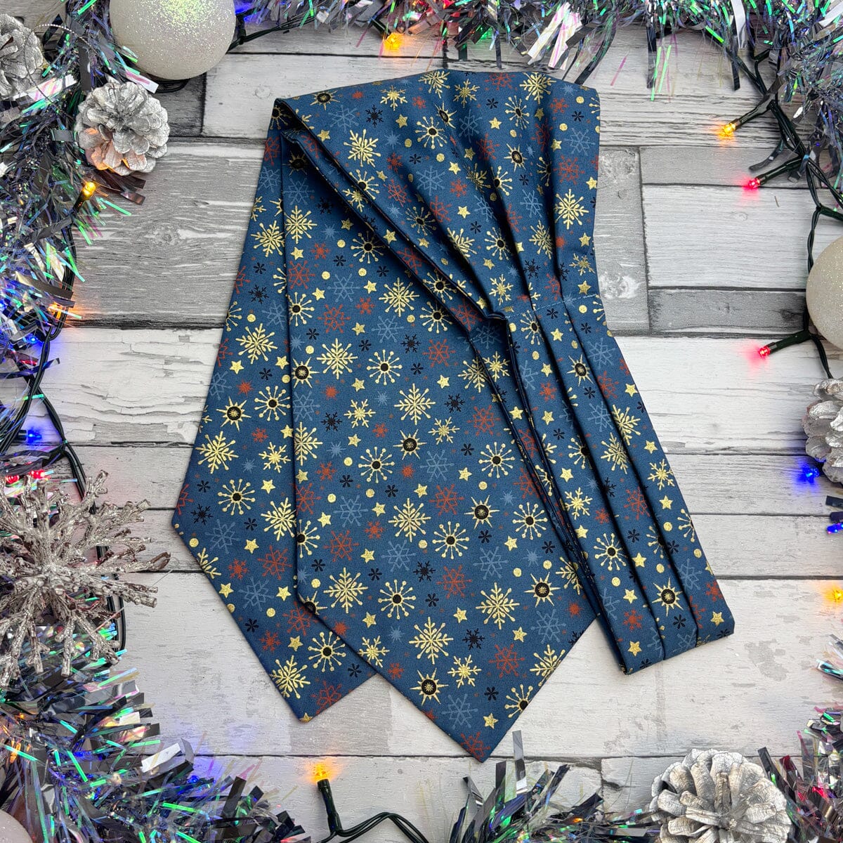 Blue Christmas Stars & Snowflakes Cravat - Cravats - 