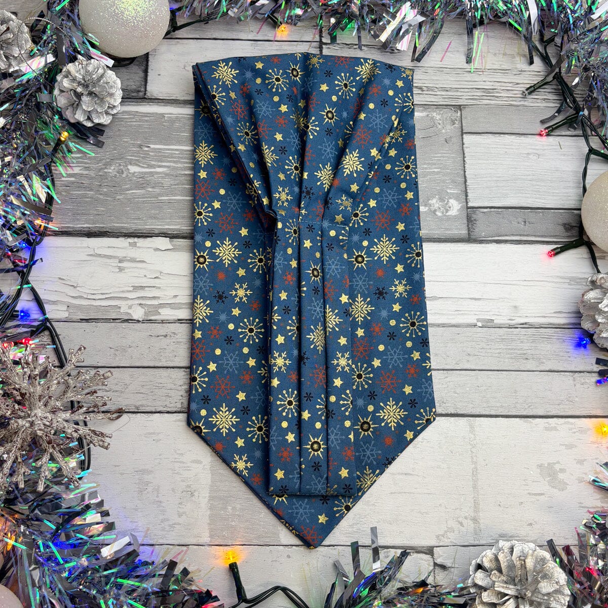 Blue Christmas Stars & Snowflakes Cravat - Cravats - 