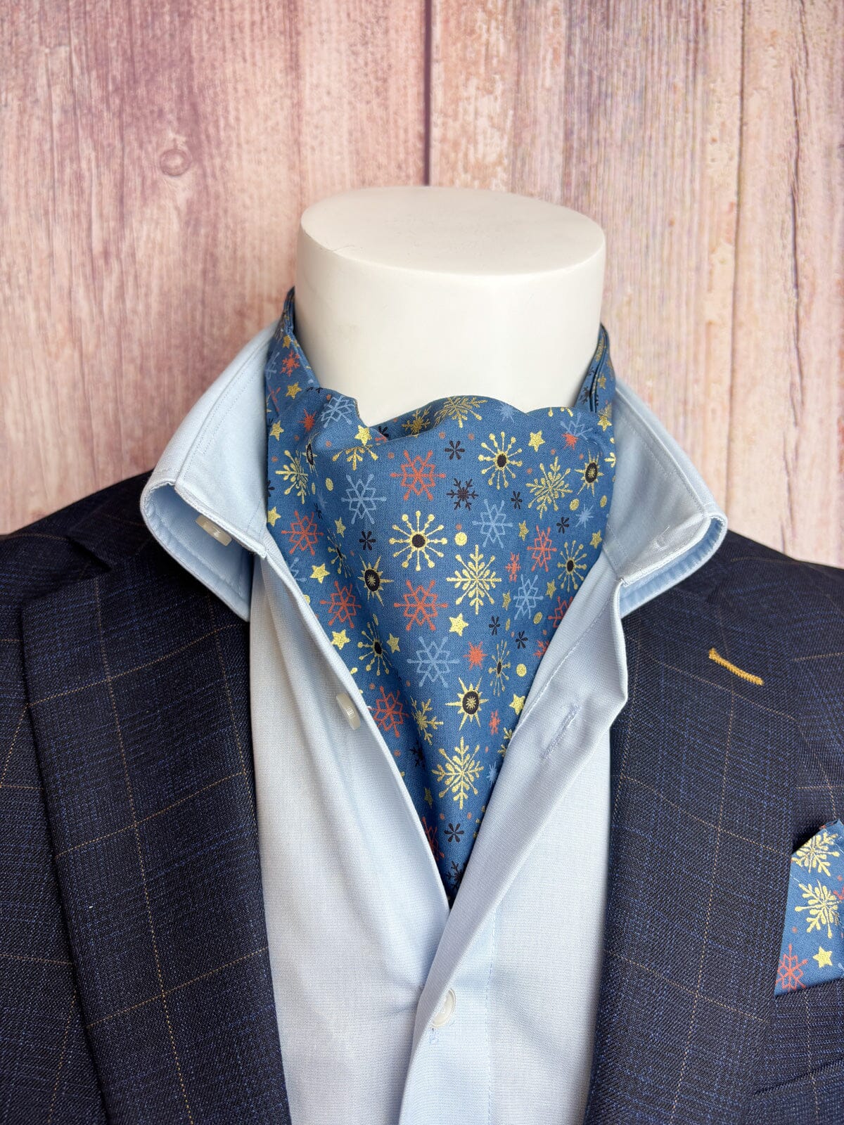 Blue Christmas Stars & Snowflakes Cravat - Cravats - 