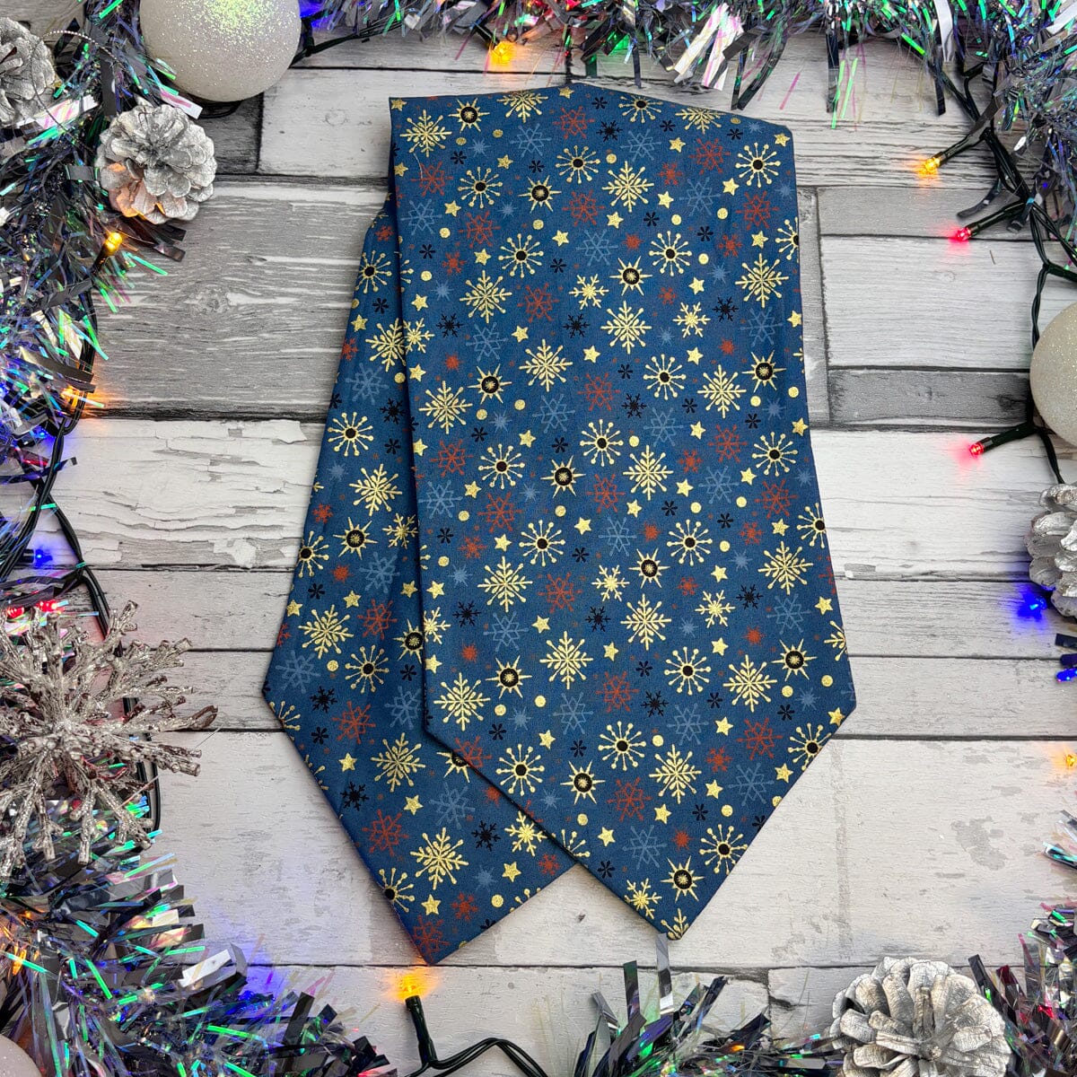 Blue Christmas Stars & Snowflakes Cravat - Cravats - 