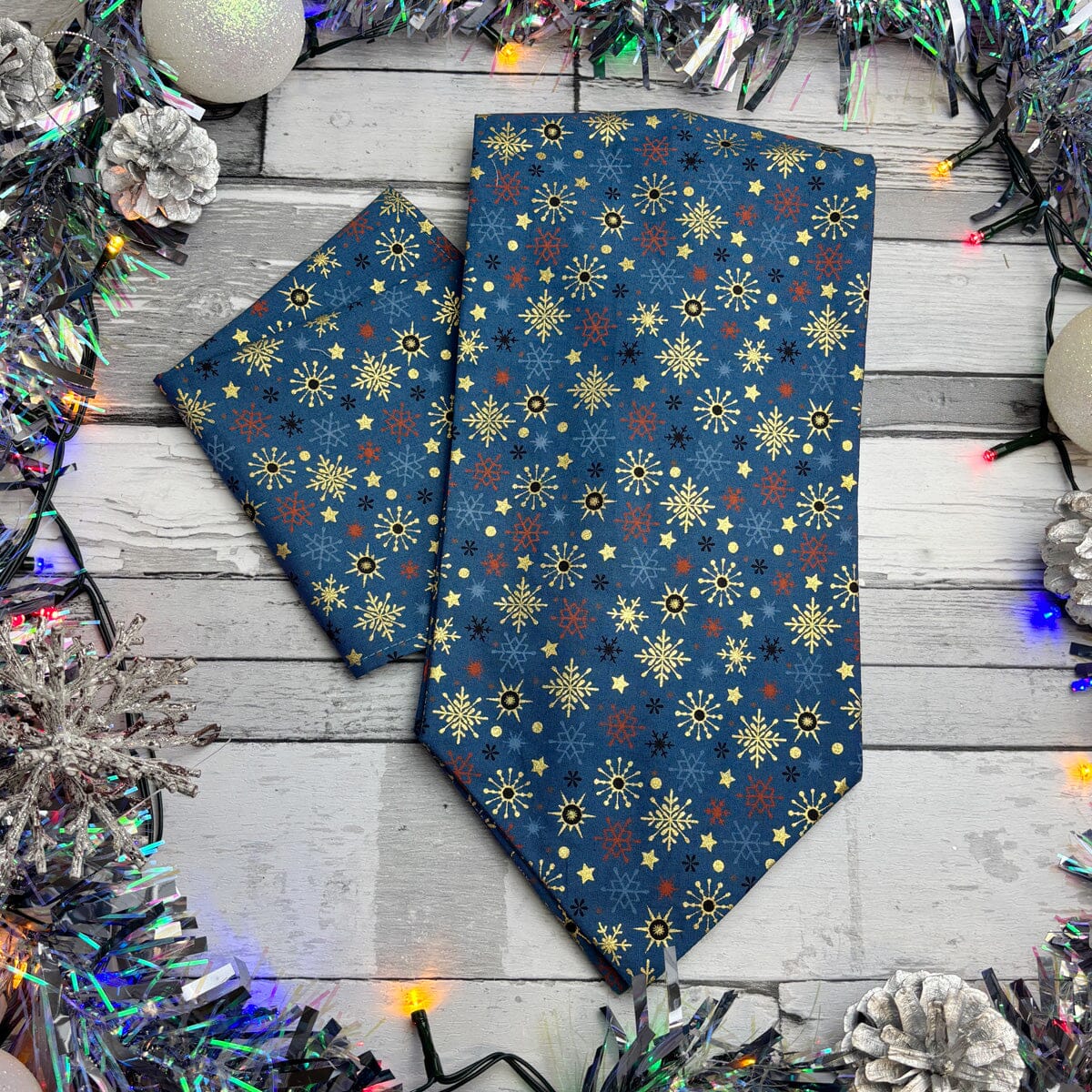 Blue Christmas Stars & Snowflakes Cravat - Cravats - 