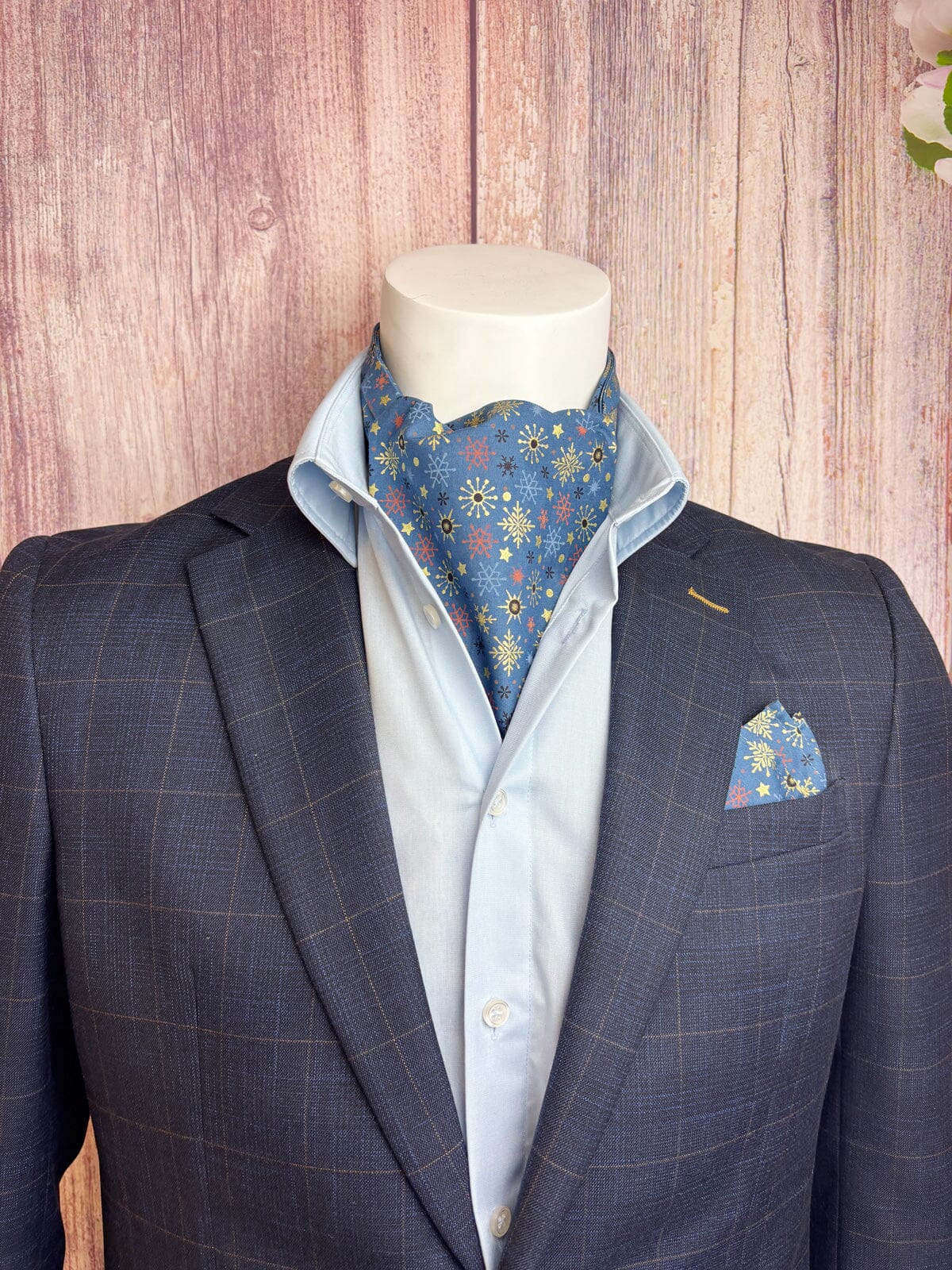 Blue Christmas Stars & Snowflakes Cravat - Cravats - 
