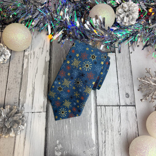 Blue Christmas Stars & Snowflakes Tie - Ties - 
