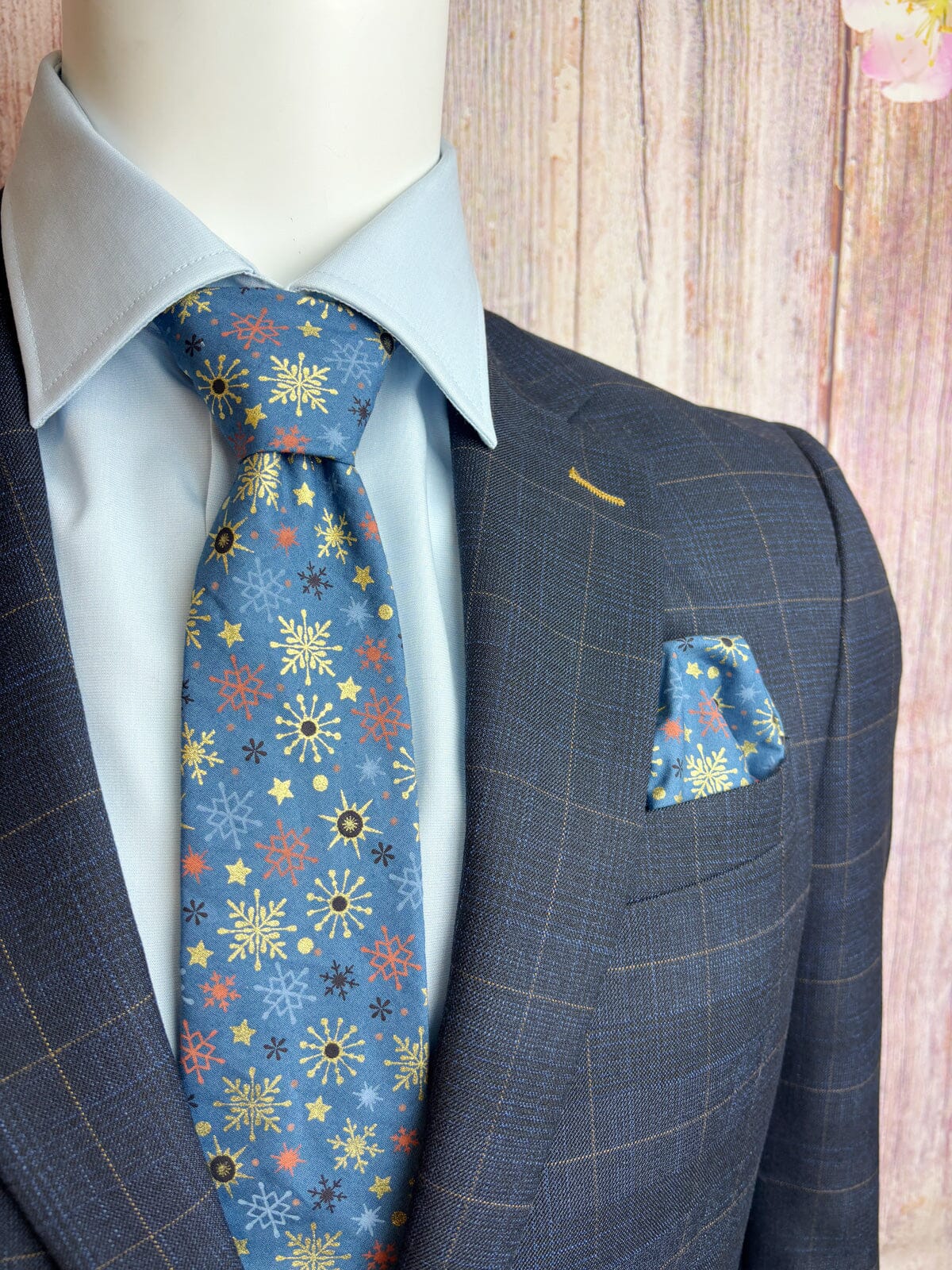 Blue Christmas Stars & Snowflakes Tie - Ties - 