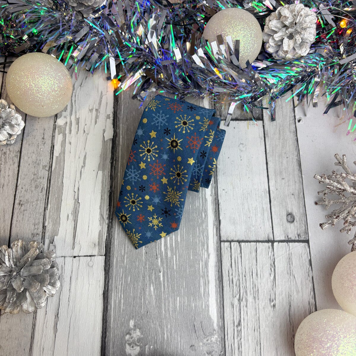 Blue Christmas Stars & Snowflakes Tie - Ties - 