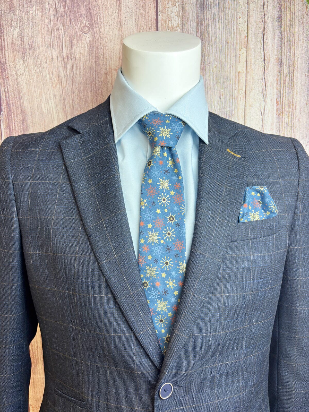 Blue Christmas Stars & Snowflakes Tie - Ties - 