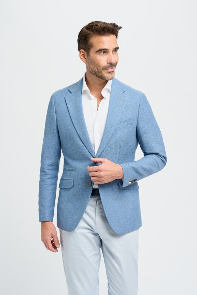 Blue Herringbone Jacket - STOCK CLEARANCE - Blazers & Jackets Sale - 