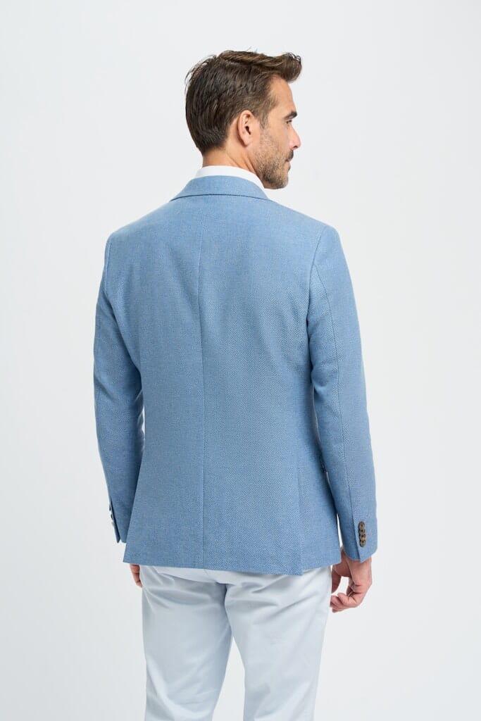 Blue Herringbone Jacket - STOCK CLEARANCE - Blazers & Jackets Sale - 