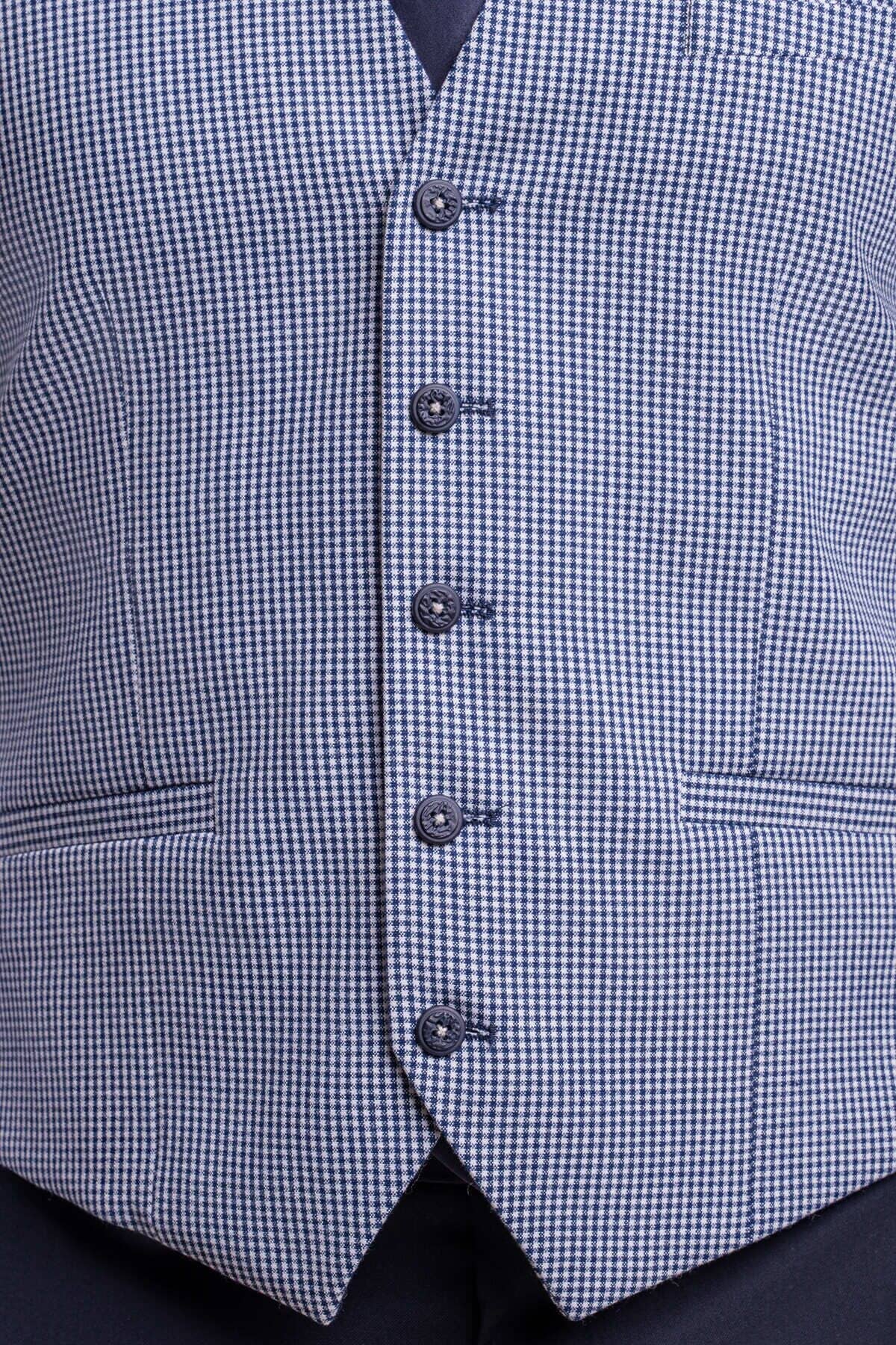 Blue Houndstooth Waistcoat - STOCK CLEARANCE - Waistcoats Sale - 