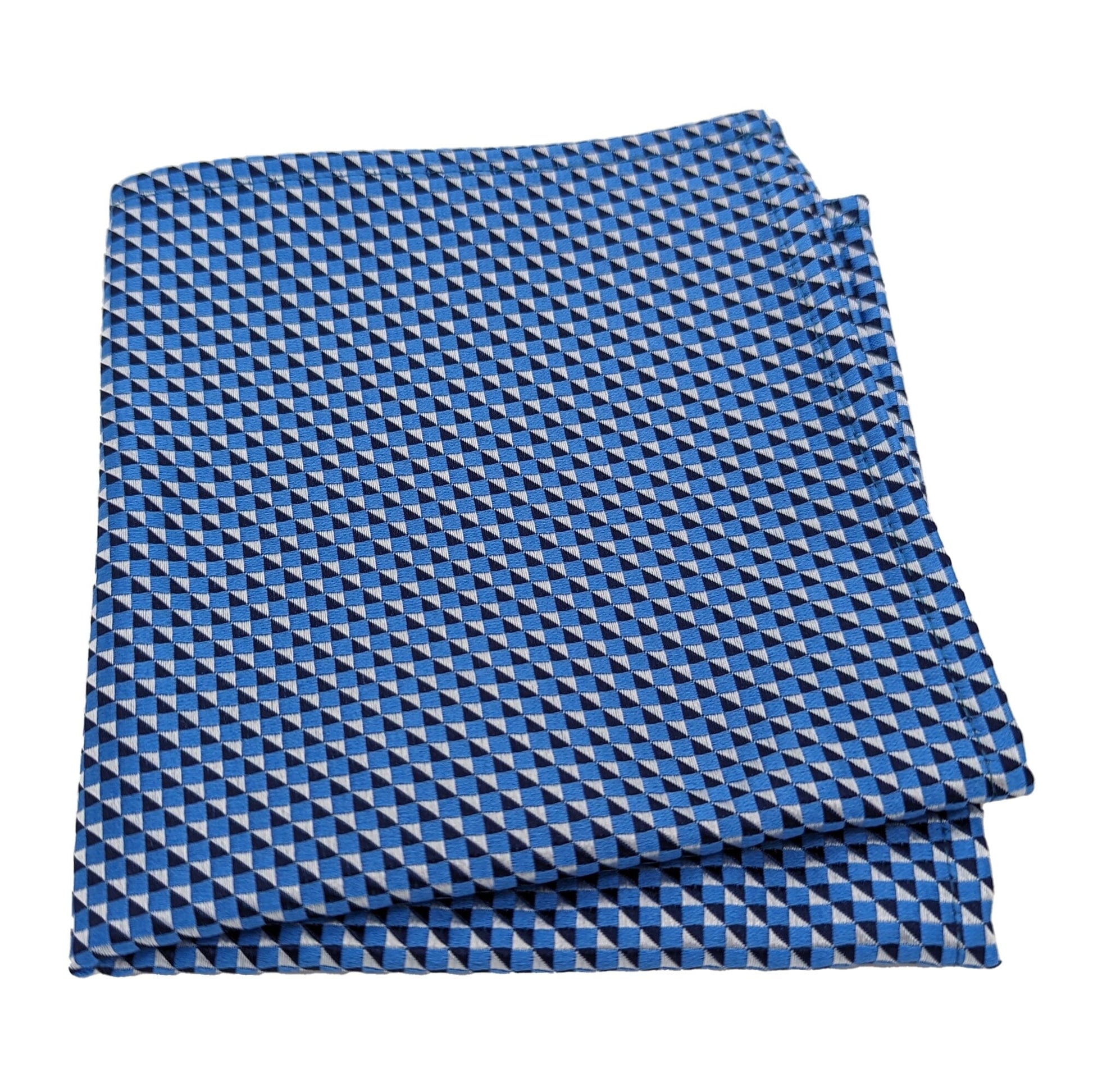 Blue Split Square Silk Pocket Square - Handkerchiefs - - THREADPEPPER