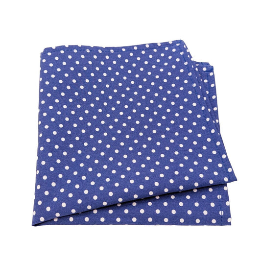 Blue Spot Cotton Pocket Square - Handkerchiefs - - THREADPEPPER