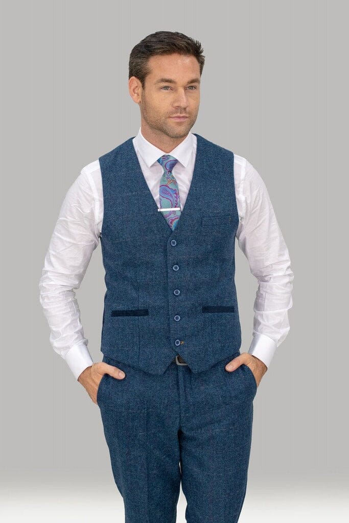 Blue Tweed Waistcoat - STOCK CLEARANCE - Waistcoats Sale - 