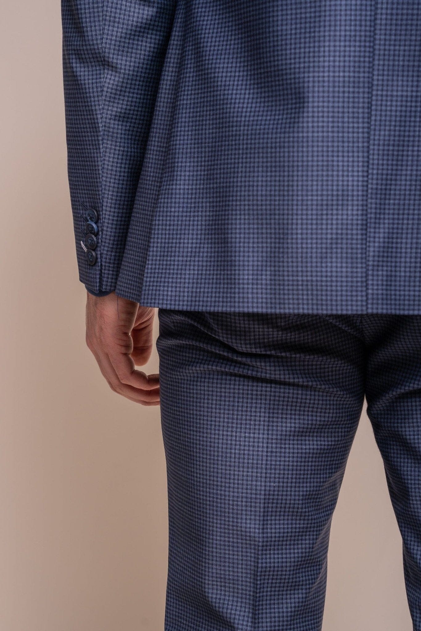 Bond Navy Check 3 Piece Suit - Suits - 
