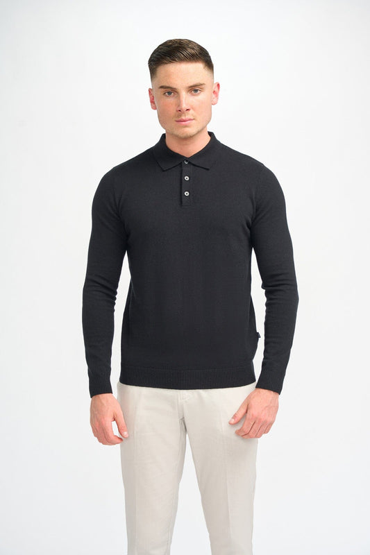 Boom Black Long Sleeve Polo - Jumpers - S 