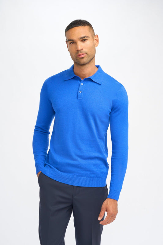 Boom Electric Blue Long Sleeve Polo - Jumpers - S 