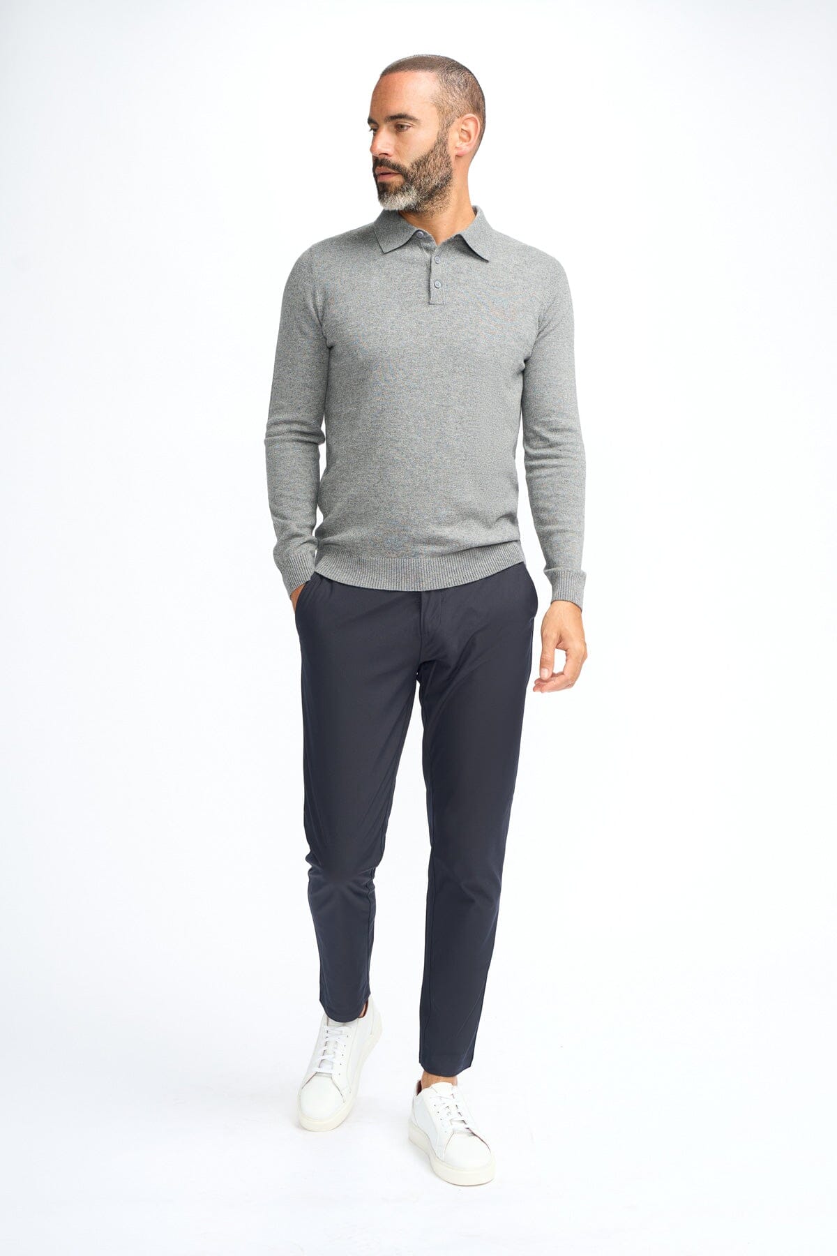 Boom Grey Long Sleeve Polo - Jumpers - 