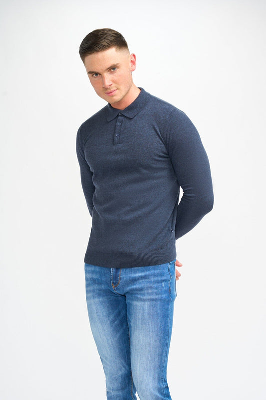 Boom Navy Long Sleeve Polo - Jumpers - S 