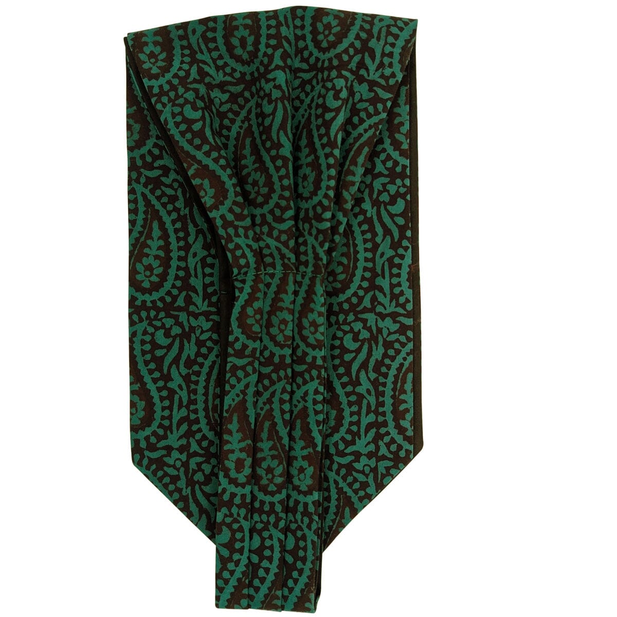 Bottle Green Hand-Printed Cotton Cravat - Cravats - 