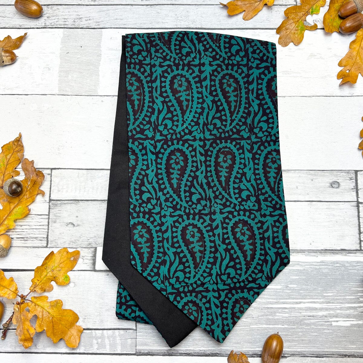 Bottle Green Hand-Printed Cotton Cravat - Cravats - 