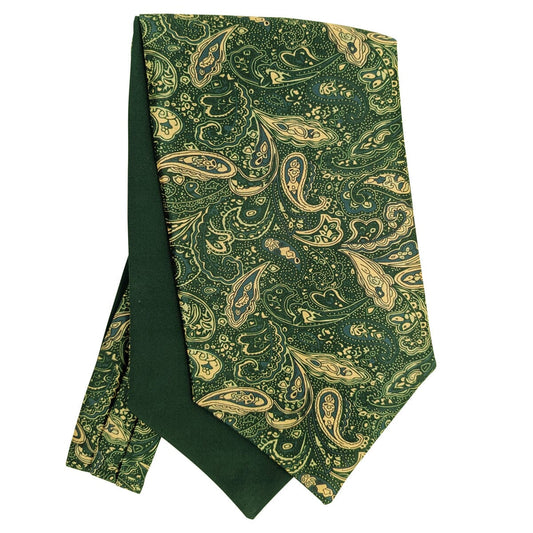Bottle Green Paisley Vegan Silk Cravat - Cravats - 
