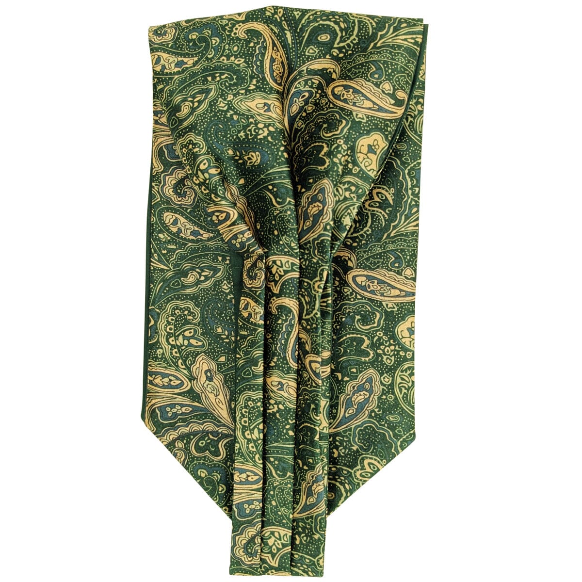 Bottle Green Paisley Vegan Silk Cravat - Cravats - 