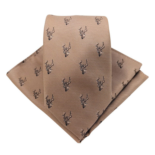 Bronze Stags Wedding Tie - Ties - Regular Add Pocket Square - Save £1.00 