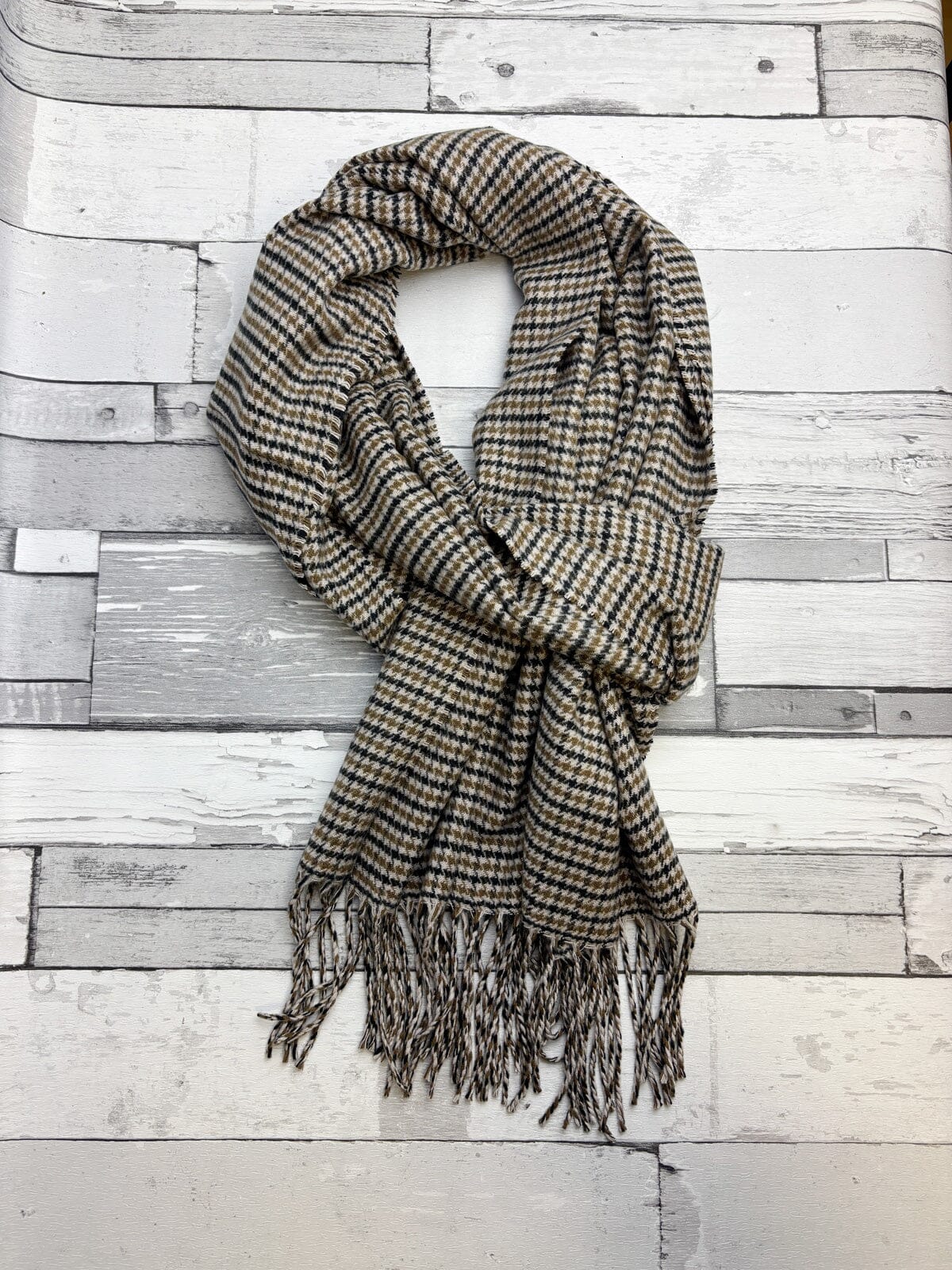 Brown Check Houndstooth Scarf - Scarves - 