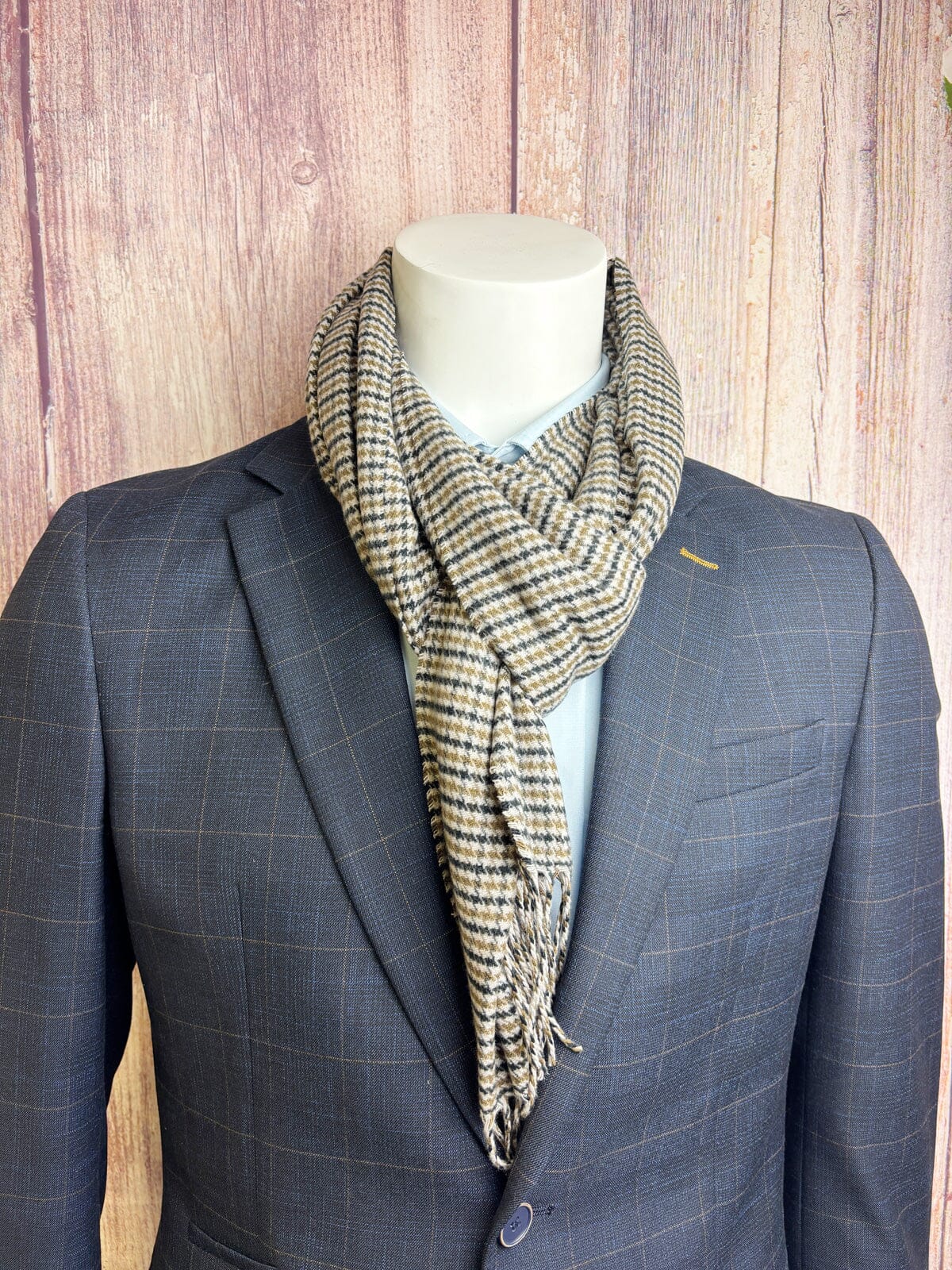 Brown Check Houndstooth Scarf - Scarves - 