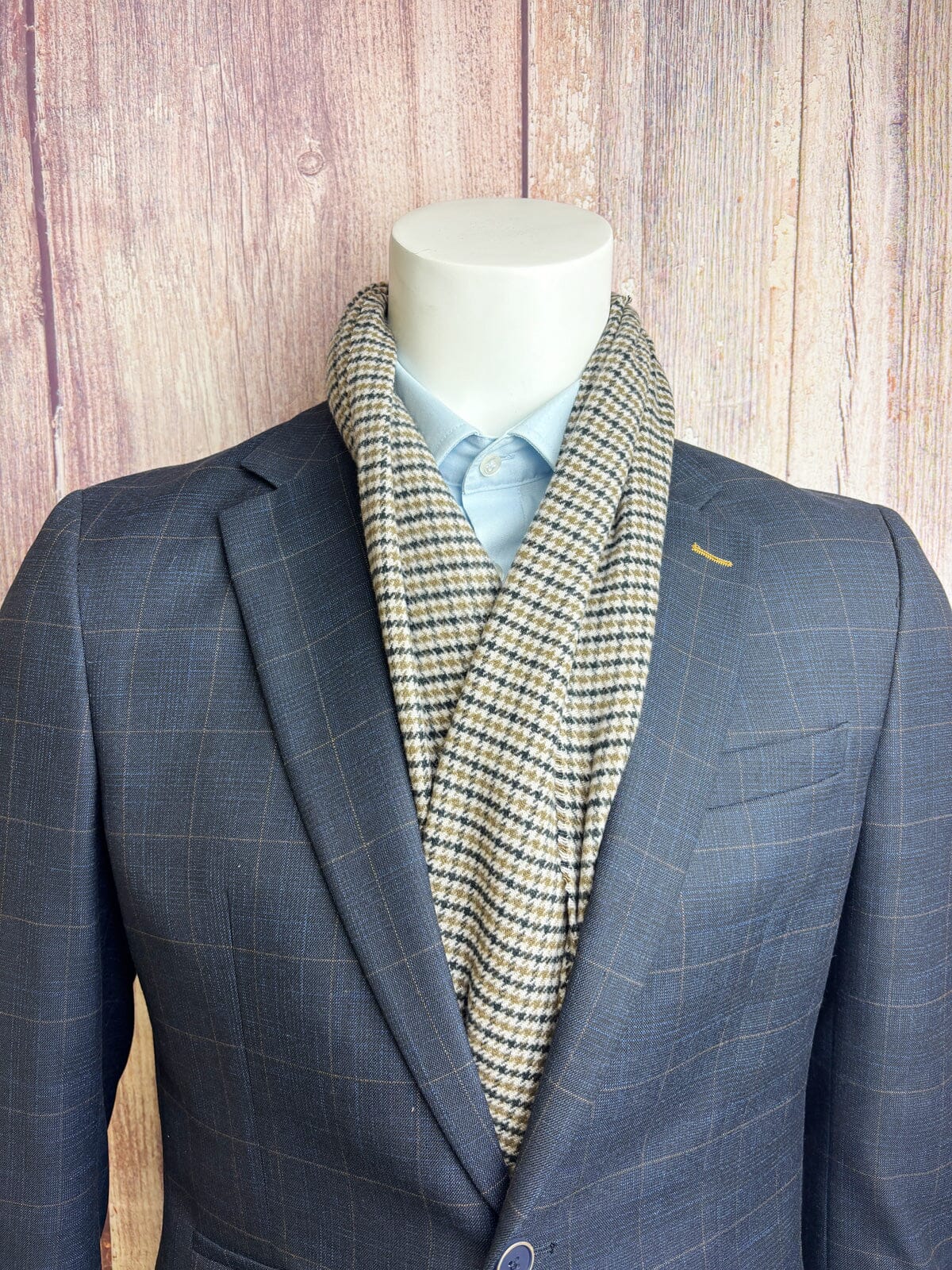 Brown Check Houndstooth Scarf - Scarves - 
