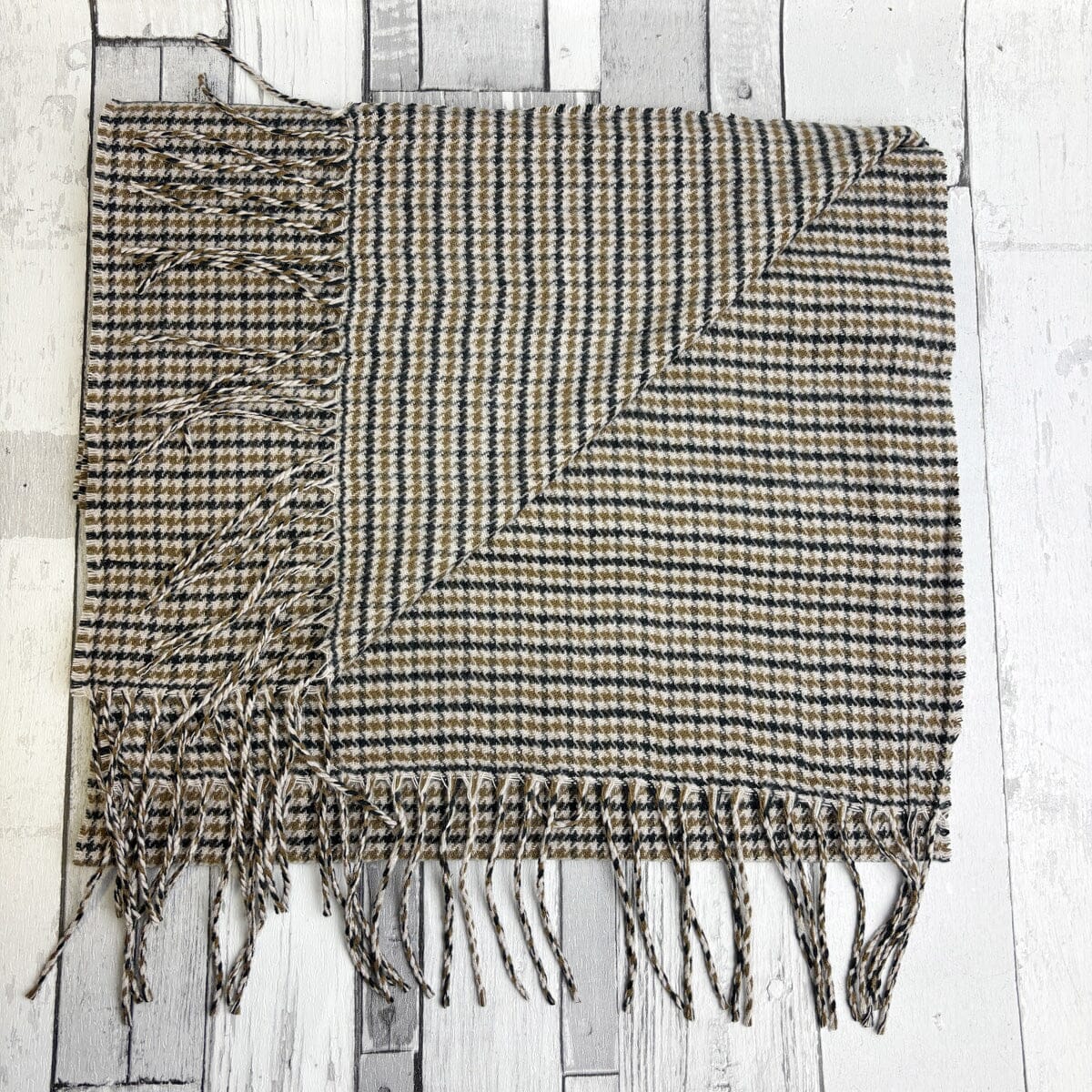 Brown Check Houndstooth Scarf - Scarves - 