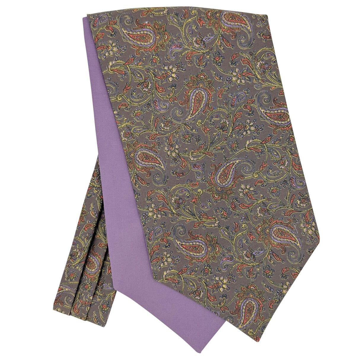 Brown & Purple Paisley Combed Cotton Cravat - Cravats - 
